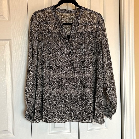 NWOT Fransa Plisse Black/Cream Abstract Print Long Sleeve Blouse Size L - Picture 4 of 17